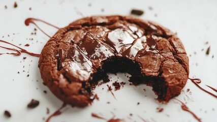 A delicious-looking chocolate cookie with a bite taken out, perfect for food and dessert images