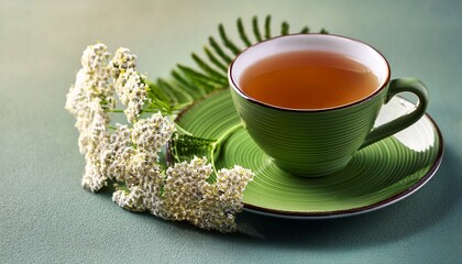 Yarrow Tea In A Green Cup