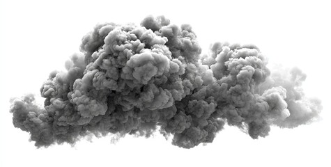 Dense gray smoke cloud against white background (3)
