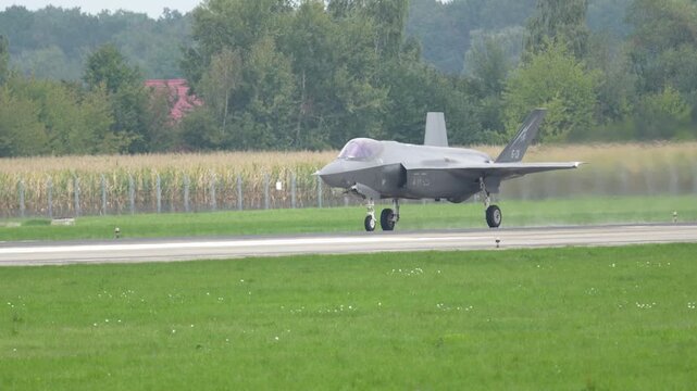 F-35 Lightning II makes a smooth landing at the airfield in Germany