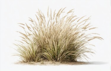 Full shot of a light tan and beige ornamental grass