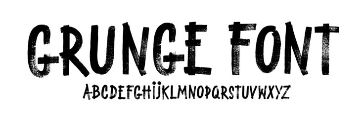 Brush drawn alphabet font with bold capital letters. Grunge texture typography. © Anastasiia Hevko