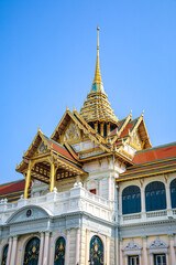 Fototapeta premium The Grand Palace was built same time as Bangkok. royal residences include Dusit Maha Prasat Throne Hall, Aphorn Phimok Prasat Throne Hall, Phiman Rattaya Throne Hall, Chakri Maha Prasat Throne Hall.