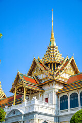 Fototapeta premium The Grand Palace was built same time as Bangkok. royal residences include Dusit Maha Prasat Throne Hall, Aphorn Phimok Prasat Throne Hall, Phiman Rattaya Throne Hall, Chakri Maha Prasat Throne Hall.