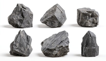 Obraz premium Rough, grey rocks, various shapes, isolated