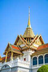 Fototapeta premium The Grand Palace was built same time as Bangkok. royal residences include Dusit Maha Prasat Throne Hall, Aphorn Phimok Prasat Throne Hall, Phiman Rattaya Throne Hall, Chakri Maha Prasat Throne Hall.