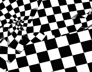 Fototapeta premium Abstract checkered pattern with distorted squares