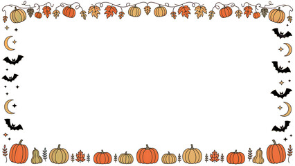 Halloween border with witch hats brooms cauldrons potions spooky frame