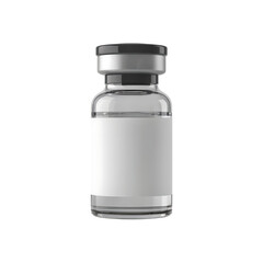 Sterile glass medical vial with blank label and cap