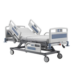 adjustable ICU hospital bed with safety rails and casters