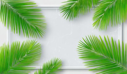 Naklejka premium Palm leaves frame a light gray background
