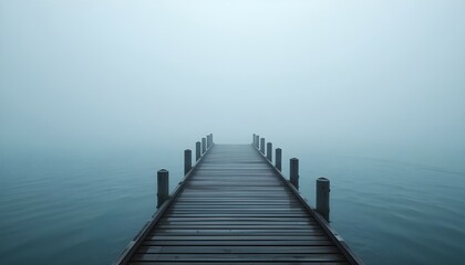 Obraz premium Minimal dock leading into hazy waters.