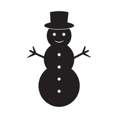 Snowman Silhouette Isolated on White Background
