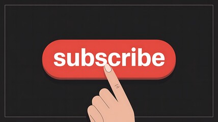 Finger pressing a red "Subscribe" button on a dark background