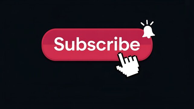 Red Subscribe Button with Bell Icon and Cursor
