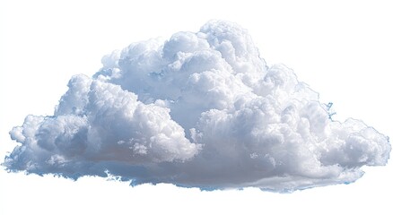 Fluffy white cumulus cloud against a white background