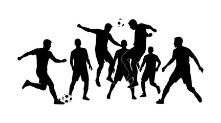 Silhouette of soccer players playing football. athletic activity.