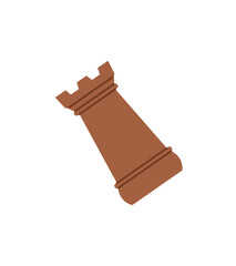 Flat cartoon chess rook piece for boardgame strategy sticker. Sticker design for chess hobby and fun table games. Great skill, leisure, and playful activities.