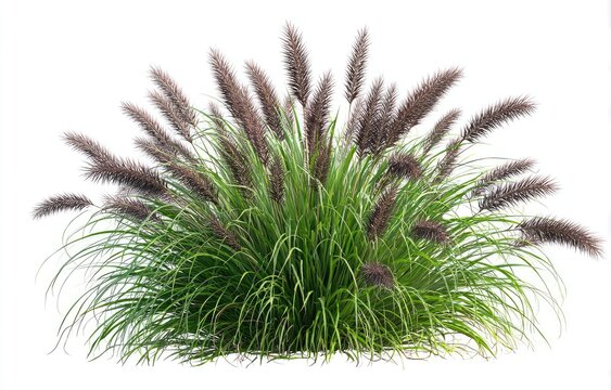 Lush ornamental grass cluster, various shades of green and muted brown