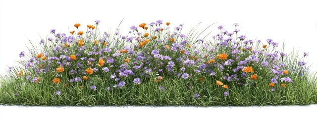 Vibrant wildflowers and grass border