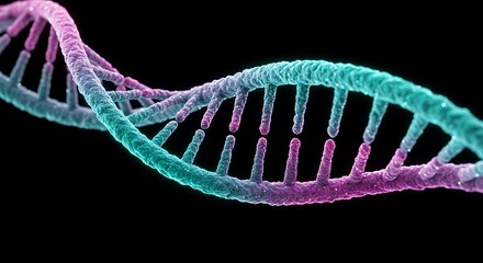 Dna double helix structure on black background science and biology concept