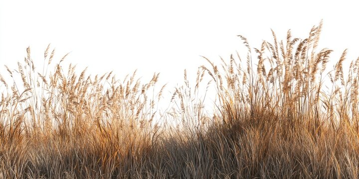 Golden grasses, tall and swaying, against a white background