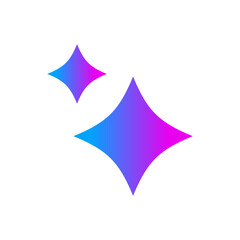Fototapeta premium Generative AI star and magic sparkles star logo icon with colorful gradient and flat design, modern artificial intelligence and spark star symbol for creative tools and designs.