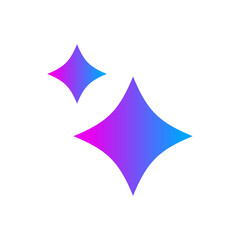 Fototapeta premium Generative AI star and magic sparkles star logo icon with colorful gradient and flat design, modern artificial intelligence and spark star symbol for creative tools and designs.