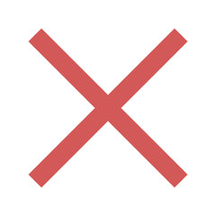 Red Cross Icon. Red Cross Mark, No Symbol Delete Sign.
