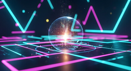 Stunning vibrant geometric sphere connecting data points ideal for modern technology startup branding and innovative business solutions visualization