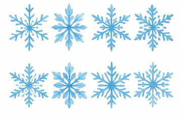 Watercolor christmas snowflakes illustration in blue hues perfect for winter holiday decor and festive greetings