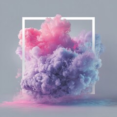 Abstract cloud art framed by a white square