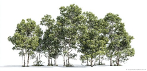 Group of medium-sized trees with full green foliage