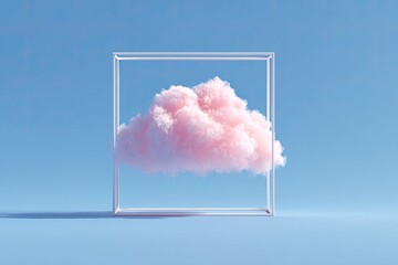 Pink cloud framed by a white square