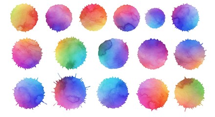 Colorful watercolor circles abstract design elements for artistic backgrounds