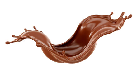 Chocolate Splash Swirl with Droplets liquid food cutout PNG isolated on a transparent background
