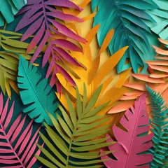 Vibrant paper leaves in a colorful, tropical design © Sarro