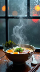 Atmospheric Delicious Ramen Noodle Soup Detail Presentation for Warm Comfort Food
