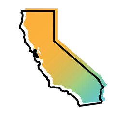 California State Map – Orange and Blue Gradient Outline Vector