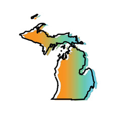 Michigan state map – gradient colors vector with outline