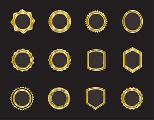 Golden badge frames and decorative labels. premium luxury design.
