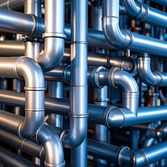 Intricate network of metallic pipes