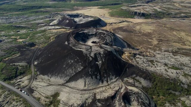 Iceland Gr&aacute;br&oacute;k Volcanic Craters Aerial Drone View 4K 60fps