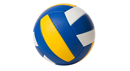 Blue yellow and white volleyball sport game cutout PNG isolated on a transparent background