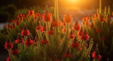 Vibrant red flowers in sunlight