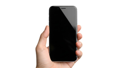 Hand Holding a Modern Smartphone with a Black Screen mobile phone cell phone cutout PNG isolated on a transparent background