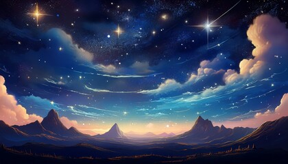 Obraz premium starry night sky with constellations and clouds