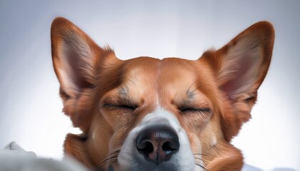 a dog is half asleep with one eye closed and the other slightly open