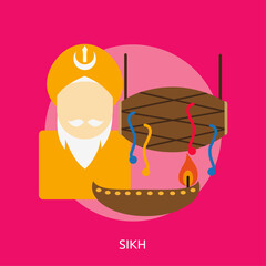 Sikh Tradition A Festive Celebration Featuring a Drum and Candle Illustration