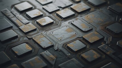 Abstract Macro View of Electronic Circuit Board Traces and Components electronic components technology